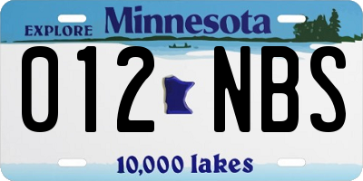 MN license plate 012NBS