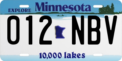 MN license plate 012NBV