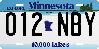 MN license plate 012NBY