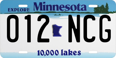 MN license plate 012NCG