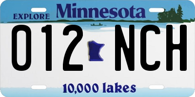 MN license plate 012NCH