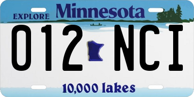 MN license plate 012NCI