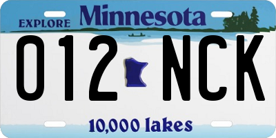MN license plate 012NCK