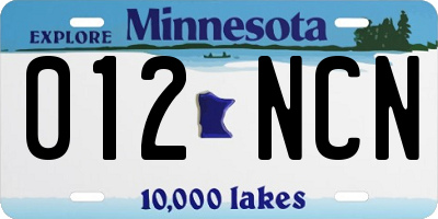 MN license plate 012NCN