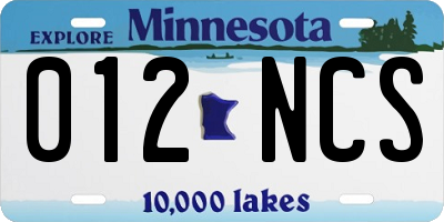 MN license plate 012NCS