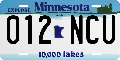 MN license plate 012NCU