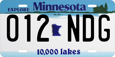 MN license plate 012NDG