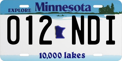 MN license plate 012NDI