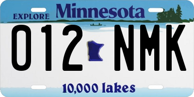 MN license plate 012NMK