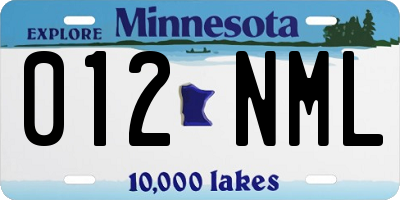 MN license plate 012NML