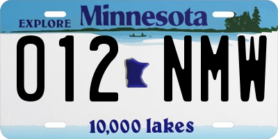 MN license plate 012NMW