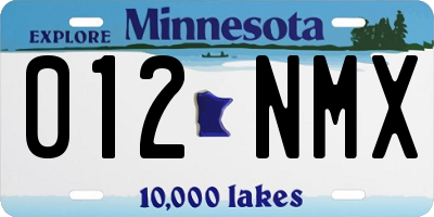 MN license plate 012NMX
