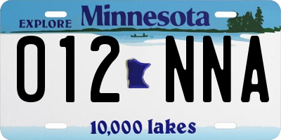 MN license plate 012NNA