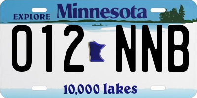 MN license plate 012NNB