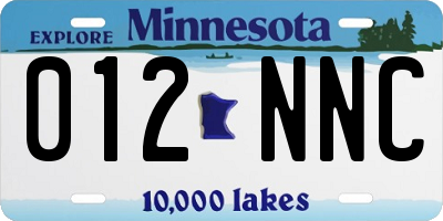 MN license plate 012NNC