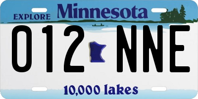 MN license plate 012NNE