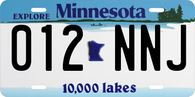 MN license plate 012NNJ