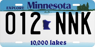 MN license plate 012NNK