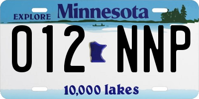 MN license plate 012NNP
