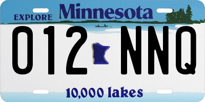 MN license plate 012NNQ