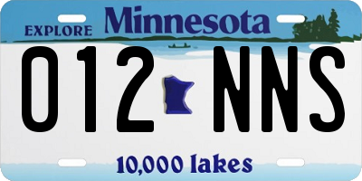 MN license plate 012NNS