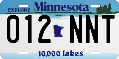 MN license plate 012NNT