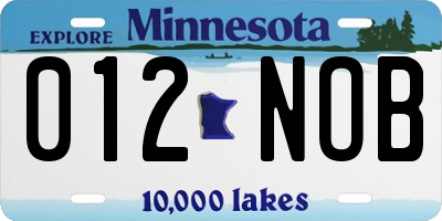 MN license plate 012NOB