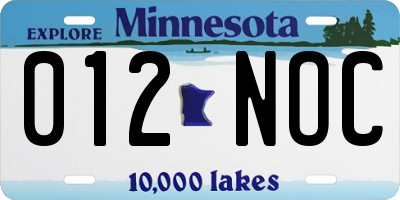MN license plate 012NOC