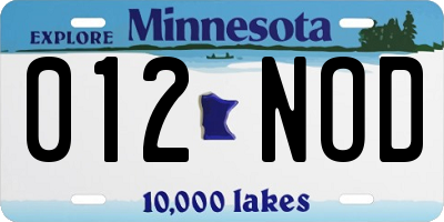 MN license plate 012NOD