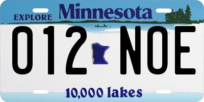 MN license plate 012NOE