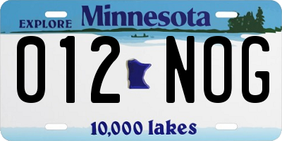 MN license plate 012NOG