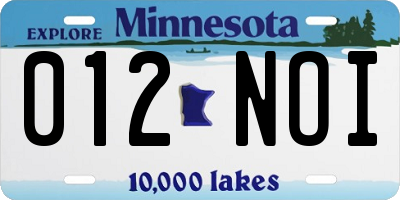 MN license plate 012NOI