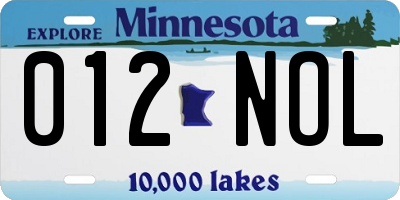 MN license plate 012NOL