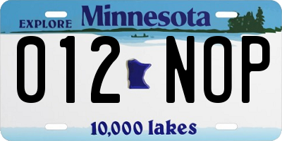 MN license plate 012NOP