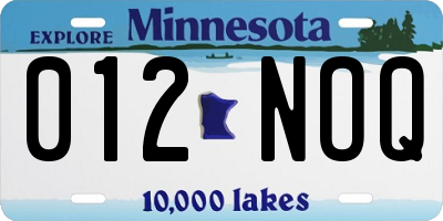 MN license plate 012NOQ