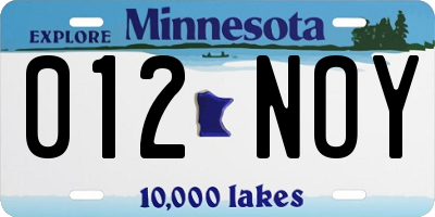 MN license plate 012NOY