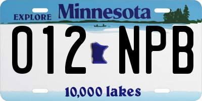 MN license plate 012NPB