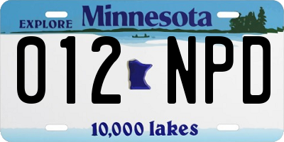 MN license plate 012NPD