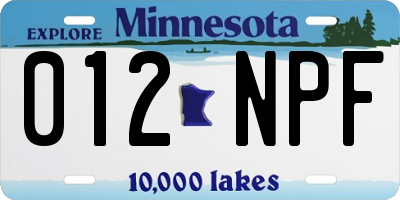 MN license plate 012NPF