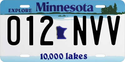 MN license plate 012NVV