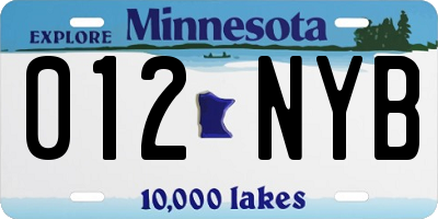 MN license plate 012NYB