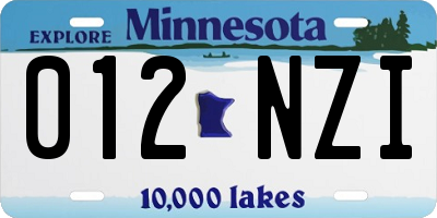 MN license plate 012NZI