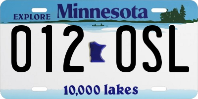 MN license plate 012OSL