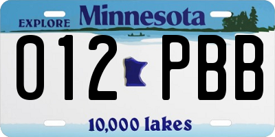 MN license plate 012PBB
