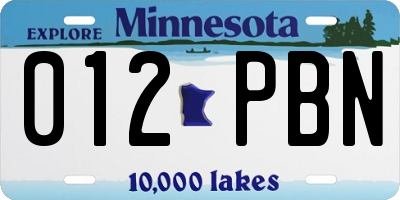 MN license plate 012PBN