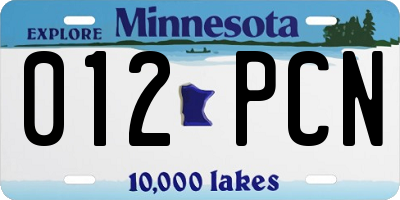 MN license plate 012PCN