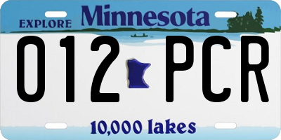 MN license plate 012PCR