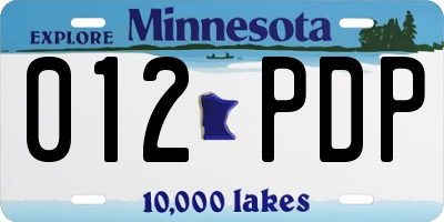 MN license plate 012PDP