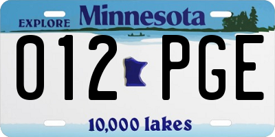 MN license plate 012PGE