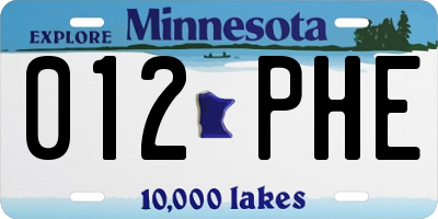 MN license plate 012PHE